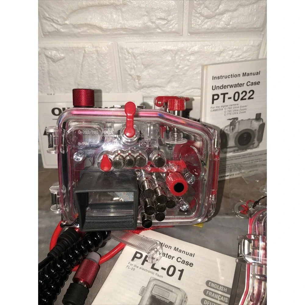 Olympus Tough Red PFL-01 & PT-022‎ Underwater Camera Cases Bundle Lot Of 2 *read